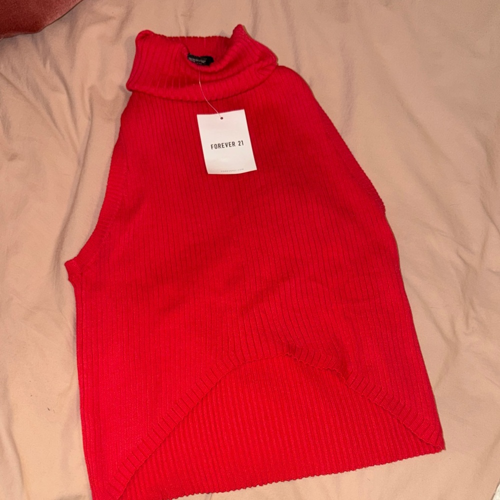 Forever 21 Bright Red Sleeveless Cowl Neck top